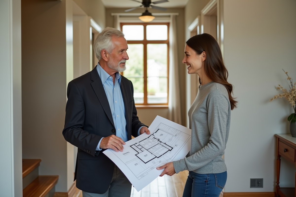 Conseiller en renovation discute avec une propriétaire dans l