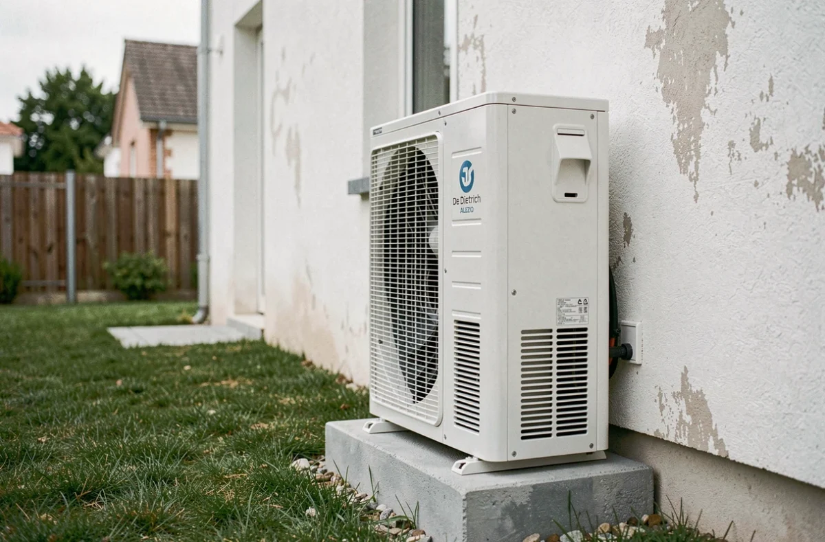Pompe à chaleur De Dietrich Alezio 11 kW installée en extérieur sur un pavillon résidentiel